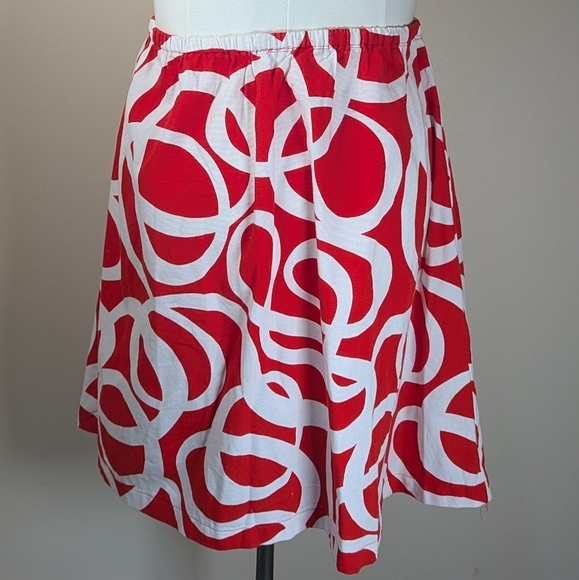 Whimsical Handmade Red & White Swirl Skirt | Bold Artsy Vibes ❤️ - Picture 2 of 2